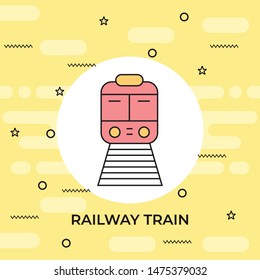 Train and railroad line vector icon