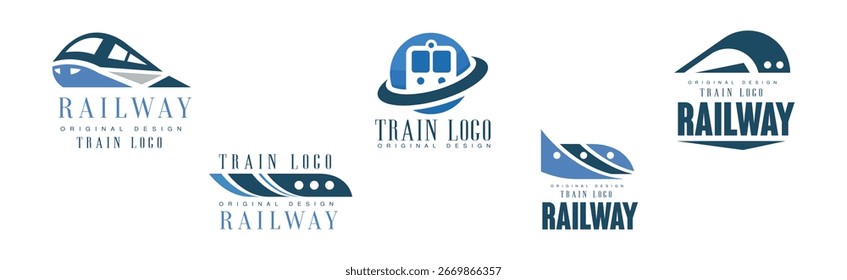 Conjunto Vetorial de Design de Logotipo de Tráfego Ferroviário e Ferroviário