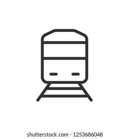 train and rails, front view. linear icon. Line with editable stroke