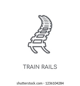 Train Rails linear icon. Modern outline Train Rails logo concept on white background from Desert collection. Suitable for use on web apps, mobile apps and print media.