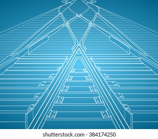 Train rails in perspective