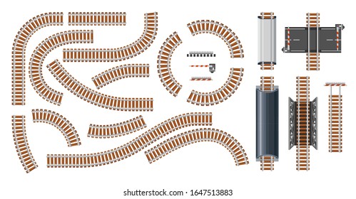 Train rails, set of railway tracks construction