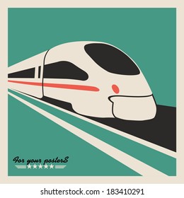 Train, railway emblem. Flat vector design