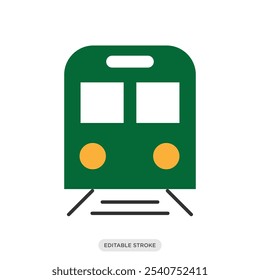 Tren, icono de ferrocarril, símbolo de color de turismo de viajes sobre fondo blanco - Ilustración vectorial