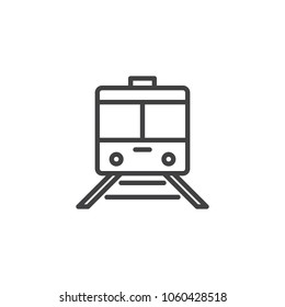 Train and railway outline icon. linear style sign for mobile concept and web design. Transport simple line vector icon. Symbol, logo illustration. Pixel perfect vector graphics