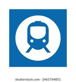 Train railway sign. Editable EPS 10 vector graphic isolated on white background.
