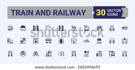 Train And Railway simple icon. Contains outline symbols like rail, tram, subway, road, train, locomotive, transportation and more. Transport icon pack. Pixel perfect. Vector line and solid icons.