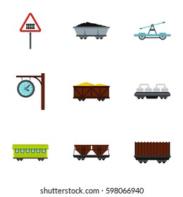 Train, railway ,underground icons set. Flat illustration of 9 train, railway ,underground vector icons for web