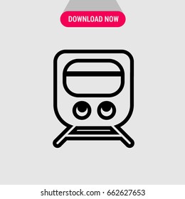 Train with railway vector icon, Train moving straight railway symbol. Simple, modern flat vector illustration for mobile app, website or desktop app 