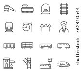 train and railways icon set. intercity, international, freight trains, linear icons. Line with editable stroke