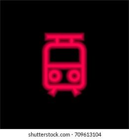 Train red glowing neon ui ux icon. Glowing sign logo vector