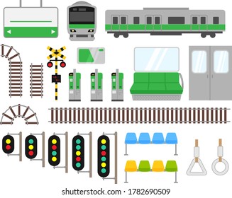 Train related illustration set material