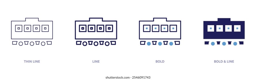 Train remanufacture icon in 4 different styles. Thin Line, Line, Bold, and Bold Line. Duotone style. Editable stroke.