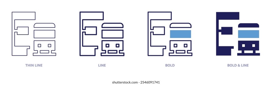Train reservation icon in 4 different styles. Thin Line, Line, Bold, and Bold Line. Duotone style. Editable stroke.