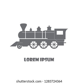 Train retro steam locomotive, old vintage style, vector icon, emblem banner