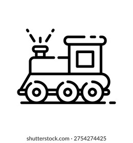 train ride icon line art, carnival amusement park attraction hand drawn vector illustration.