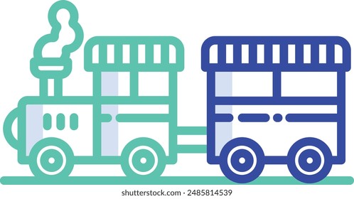 Train Ride outline color vector illustration