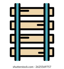Train road icon. Outline train road vector icon color flat isolated