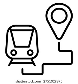 Train route icon vector. Railway navigation Illustration sign. metro line map symbol. Railway direction logo. 