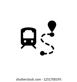 Train route vector icon in solid/glyph black style