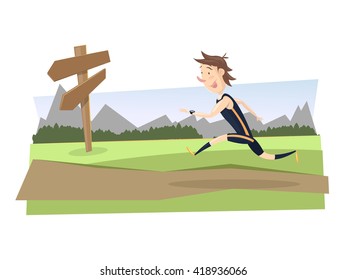 Train running by natural spaces