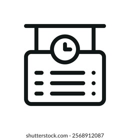 Train schedule board line icon, public transport timetable vector symbol with editable stroke