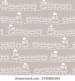 Train seamless pattern design for wallpaper, background, fabric, textile design, card, wrapping paper, notebook, carpet, diary cover, blanket, blanket for kids, decorative, and etc.