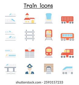 Train  set in flat color style