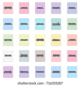 Train set Vector black icon on color sticker