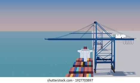 The train in the ship port