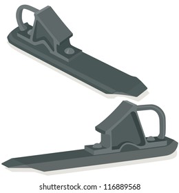 Train shoe to prevent the movement of rail cars. The illustration on a white background.