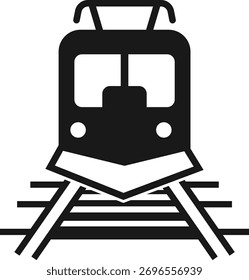 Un tren se muestra sobre un fondo blanco. El tren es negro y tiene una franja blanca