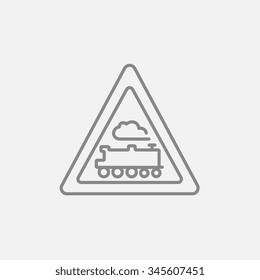 Train sign line icon for web, mobile and infographics. Vector dark grey icon isolated on light grey background.