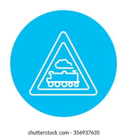 Icono de la línea de señalización del tren para web, móviles e infografías. Icono de blanco vector en el círculo azul claro aislado en fondo blanco.