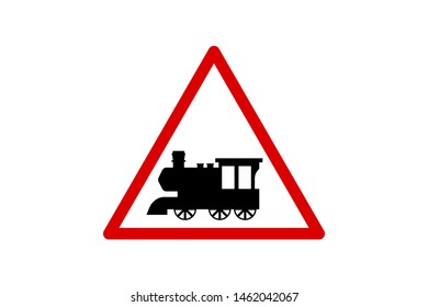 Train sign - red triangle