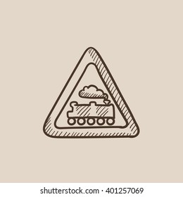 Train sign sketch icon.