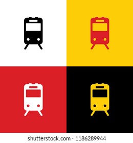 Train sign. Vector. Icons of german flag on corresponding colors as background.