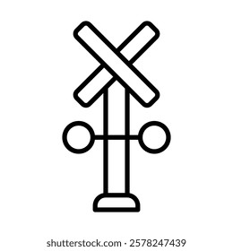 Train Signal Light Vector Line Icon Design