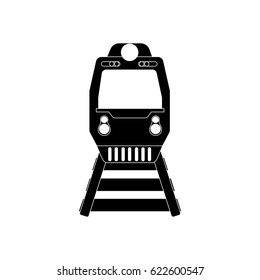 Train silhouette on the white background. Vector illustration