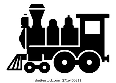 Train silhouette, steam engine, transportation icon