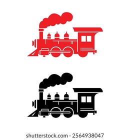 Train silhouette symbol icon, old locomotive silhouette, sign vector illustration and color versions 