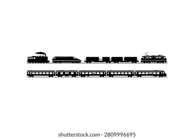 Train Silhouette Vector Icon Collection Set