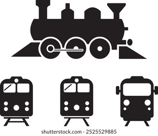 Train silhouettes set vector art