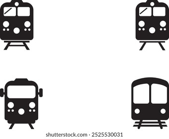 Train silhouettes set vector art