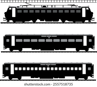 Train silhouettes Vector illustration with coaches