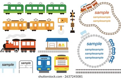 Train simple illustration design frame material set