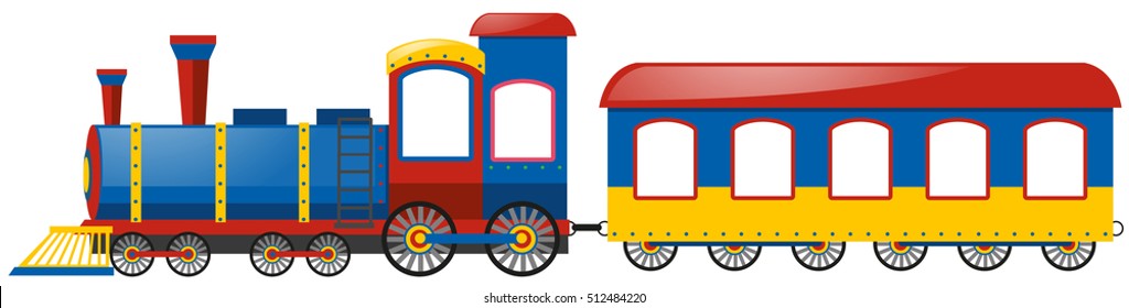 Tren y bogie único en ilustración de fondo blanco