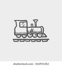 Train sketch icon for web, mobile and infographics. Hand drawn vector dark grey icon isolated on light grey background.
