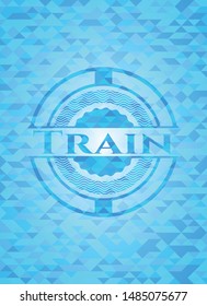 Train sky blue emblem with mosaic background