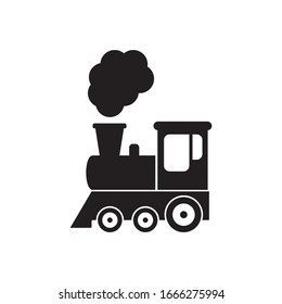 Train with smoke symbol icon, old locomotive silhouette, sign vector illustration